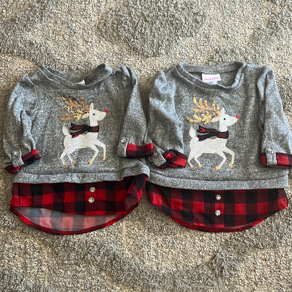 2-Little Lass Christmas Sweatshirts 2T